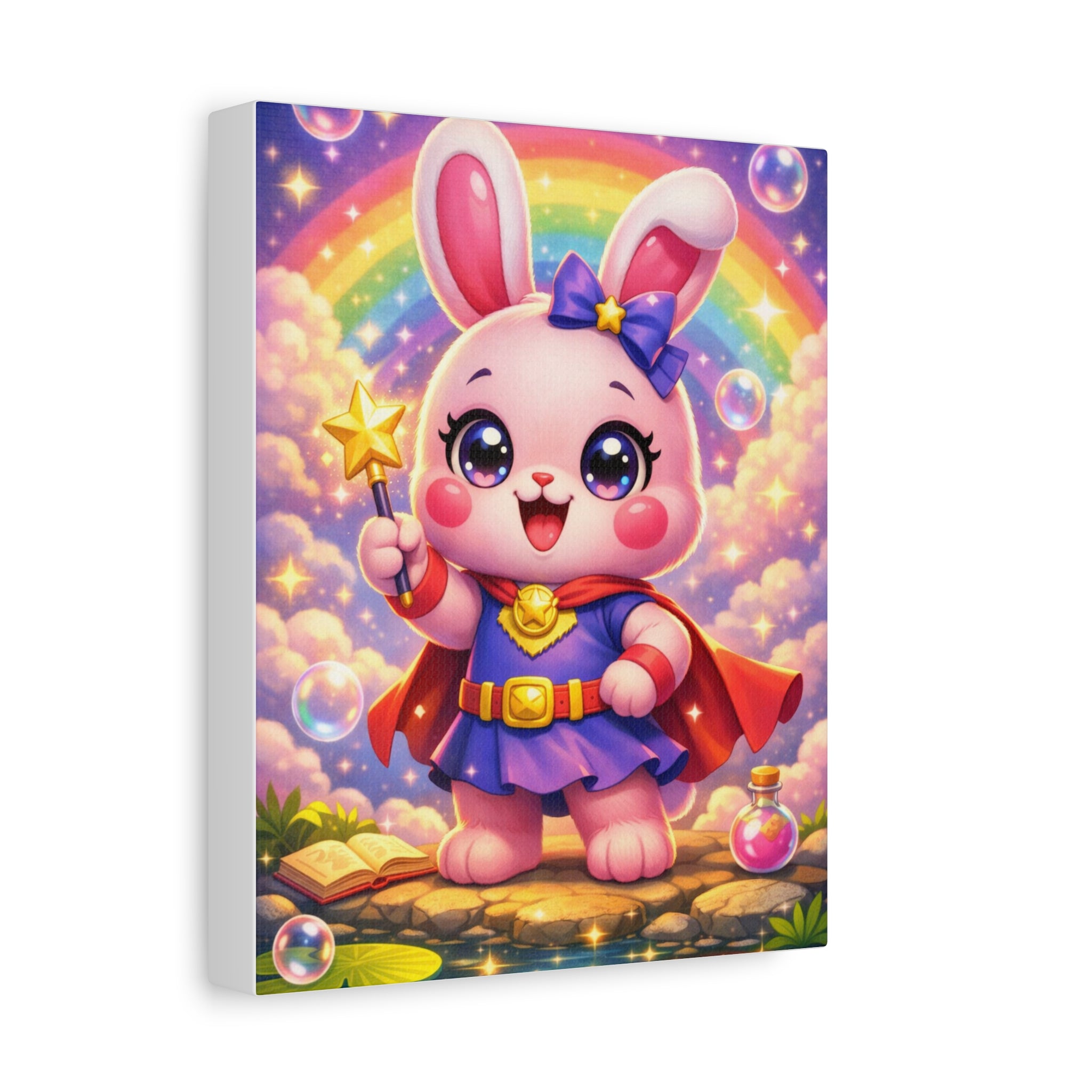 🐰 NanoBuddy Bunny™ Kids Wall Art — Pastel Bubble Bunny Print (8×10)