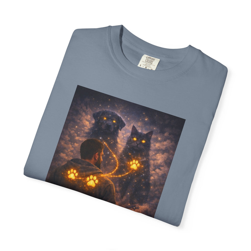 Glowing Paw Cats T-Shirt — Mystical Night Cats with Illuminated Pawprint Design