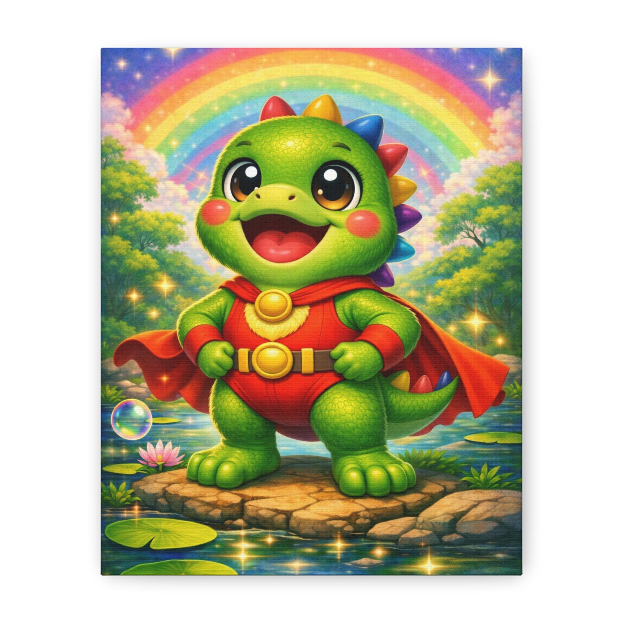 🦖 NanoBuddy Dino™ Kids Wall Art — Friendly Bubble Dino Print (8×10)