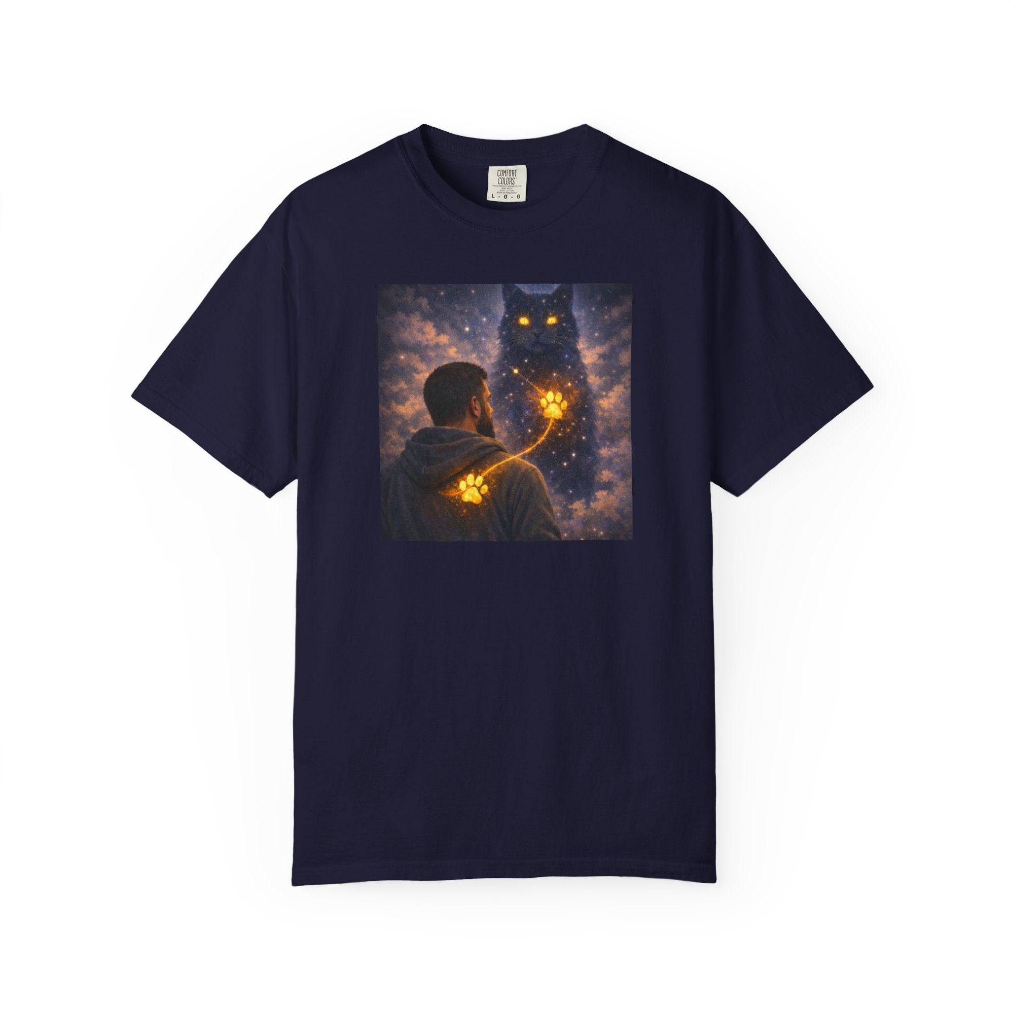 Magic Cat Constellation T-Shirt — Whimsical Night Sky Design