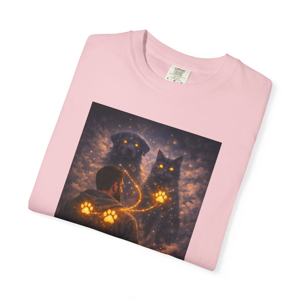 Glowing Paw Cats T-Shirt — Mystical Night Cats with Illuminated Pawprint Design