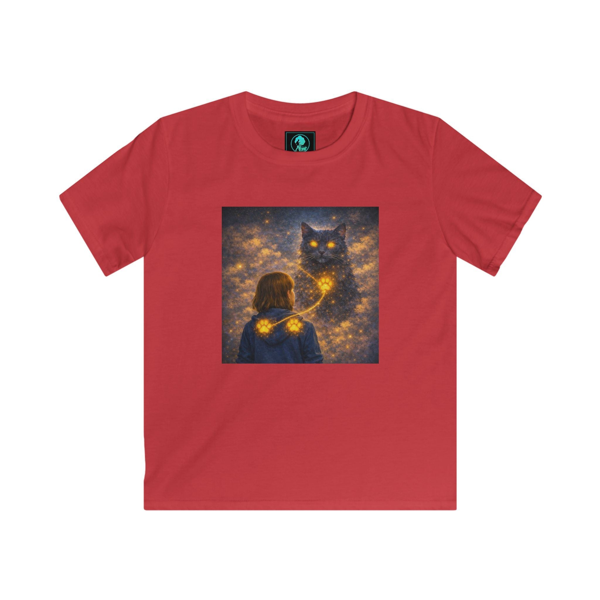 Kids T-Shirt – Magical Cat Nightlight Design (Girl with Firefly Heart)