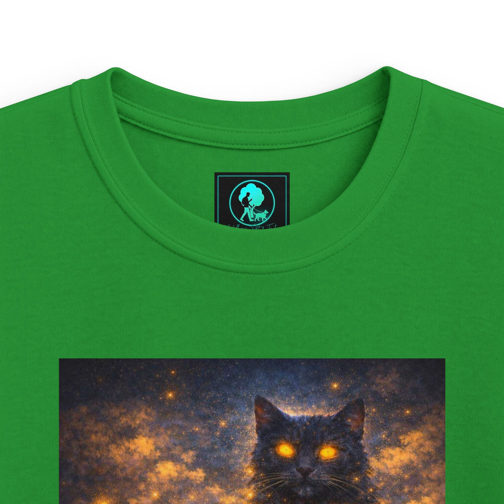 Kids T-Shirt – Magical Cat Nightlight Design (Girl with Firefly Heart)