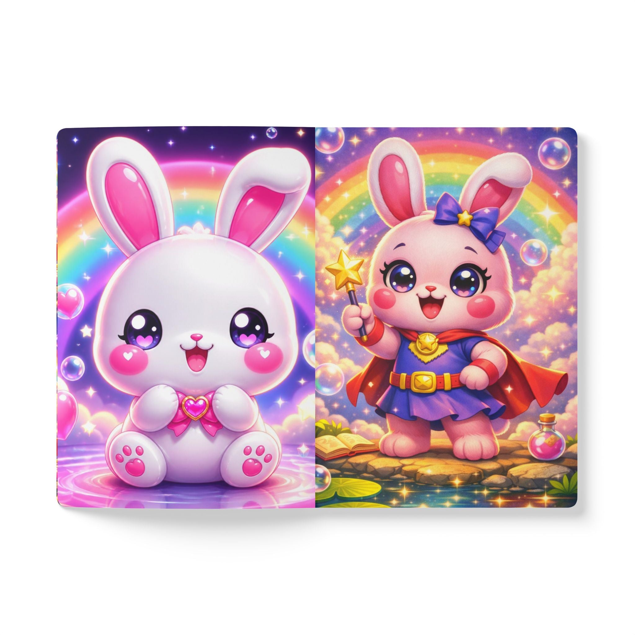 🐰 NanoBuddy Bunny™ Kids Mini Notebook — Pastel Bubble Bunny (PreK–2nd)