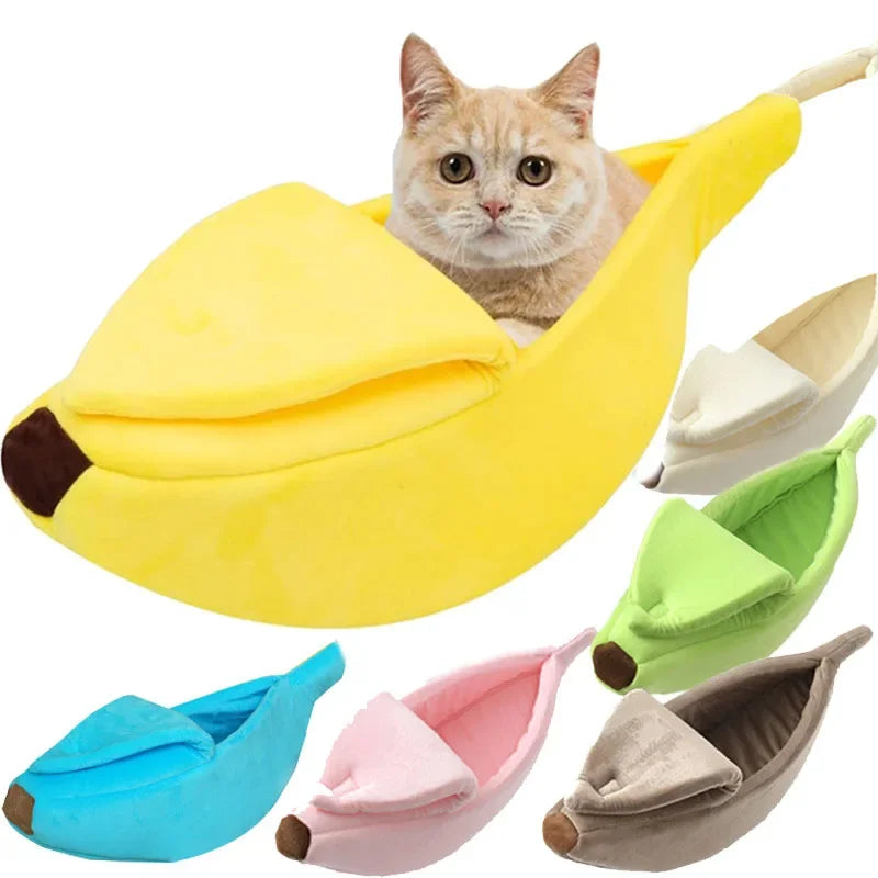 Banana Shaped Pet Bed | Cozy Warm Cushion Nest for Cats & Dogs
