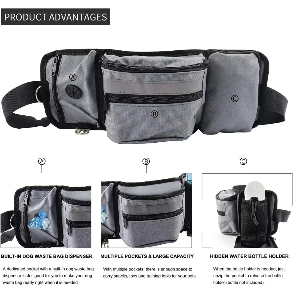Hands-Free Dog Training Treat Pouch | Walking Waist Bag with Water Cup & Snack Feeder