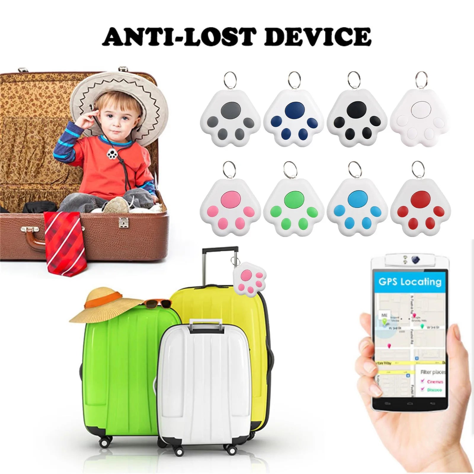 Dog Paw GPS Tracker | Bluetooth Anti-Lost Locator for Pets, Cats & Dogs