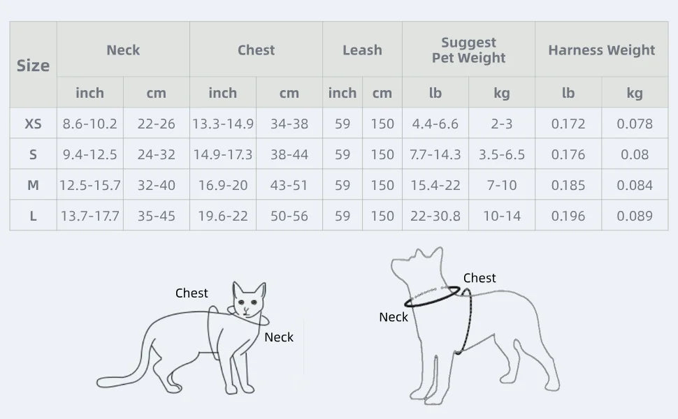 Cat & Puppy Outdoor Harness and Leash Set | Breathable Walking Set for Small Pets