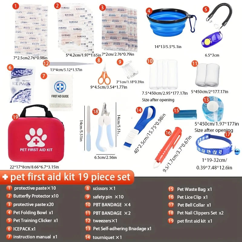 Pet First Aid Kit | Emergency Supplies & Blanket for Hiking, Camping & Travel