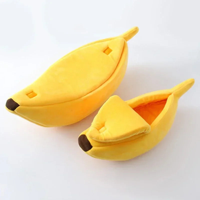 Banana Shaped Pet Bed | Cozy Warm Cushion Nest for Cats & Dogs