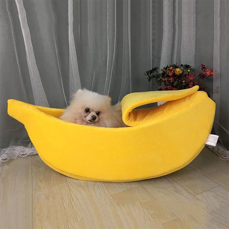 Banana Shaped Pet Bed | Cozy Warm Cushion Nest for Cats & Dogs