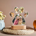 Custom Dog Paw LED Photo Frame | Personalized Multi-Photo Pet Memorial Gift