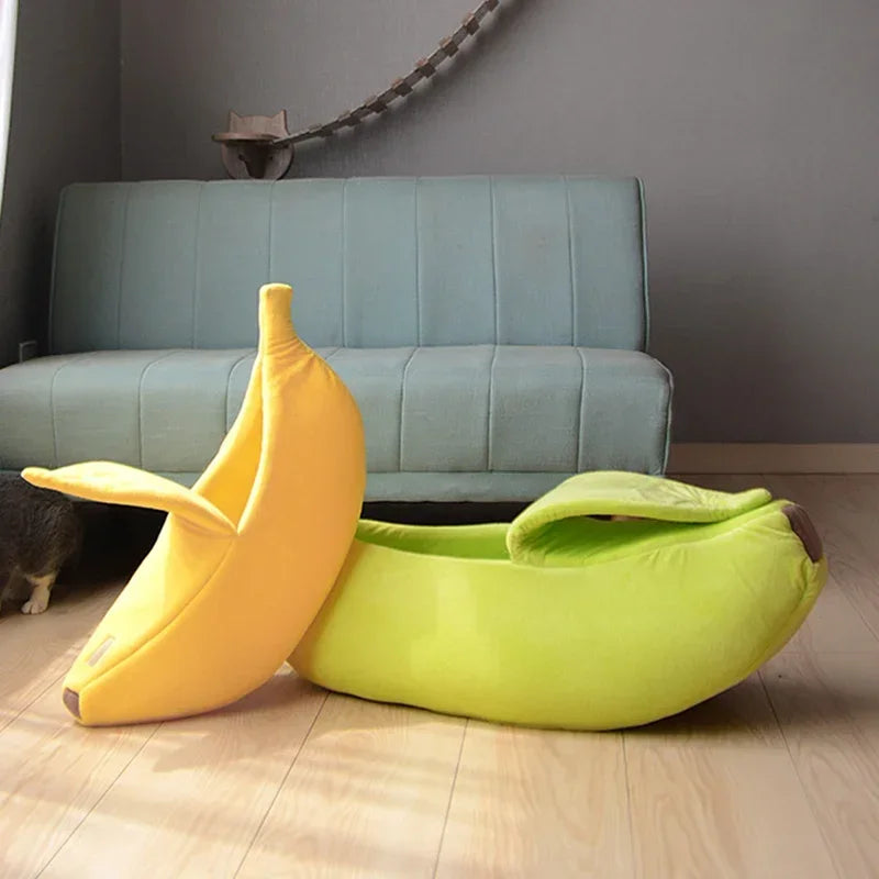 Banana Shaped Pet Bed | Cozy Warm Cushion Nest for Cats & Dogs