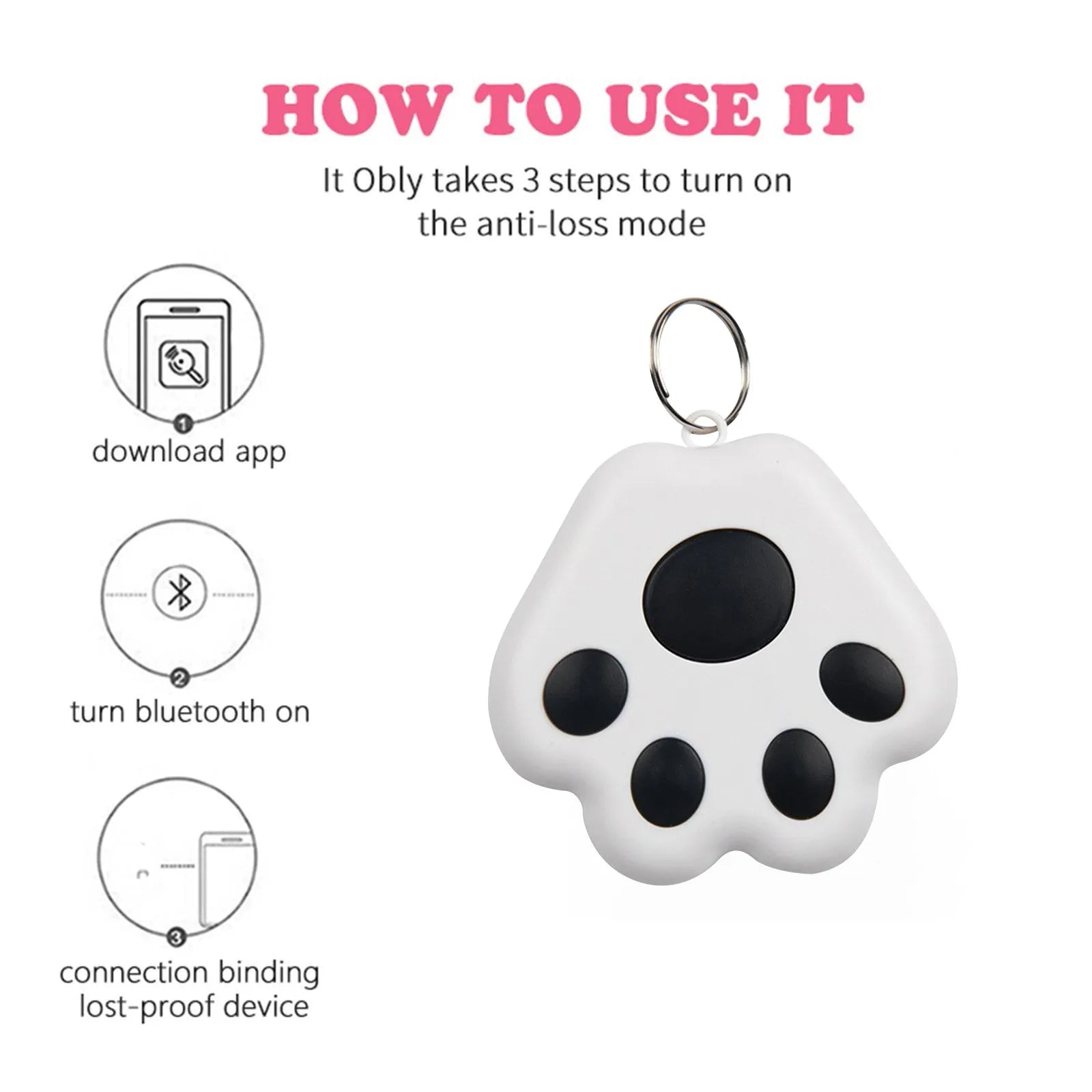 Dog Paw GPS Tracker | Bluetooth Anti-Lost Locator for Pets, Cats & Dogs