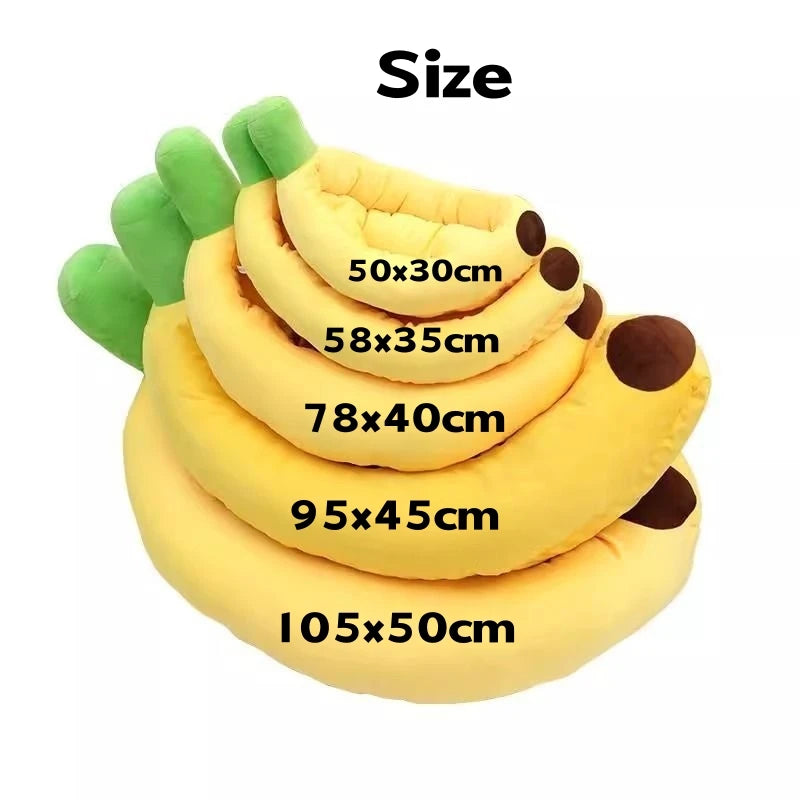 Banana Shaped Plush Pet Bed | All-Season Soft Warm Nest for Cats & Dogs