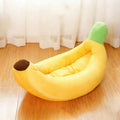 Banana Shaped Plush Pet Bed | All-Season Soft Warm Nest for Cats & Dogs