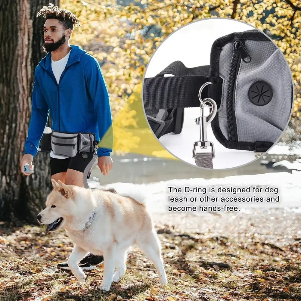 Hands-Free Dog Training Treat Pouch | Walking Waist Bag with Water Cup & Snack Feeder